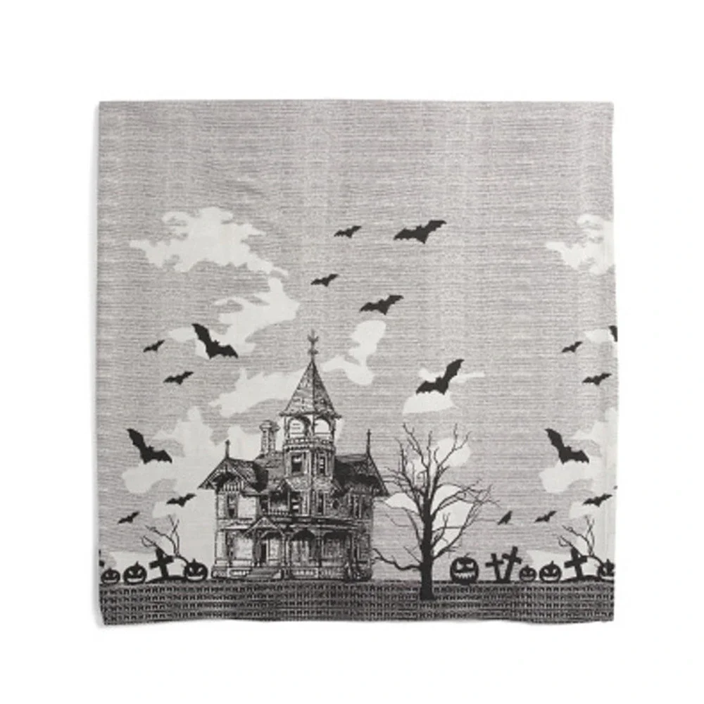 Cupcakes & Cashmere Halloween Haunted House Tablecloth 60x120 Black & White NEW